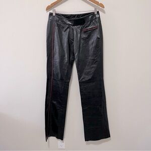 RUDSAK Black Leather Pants with Red Piping
